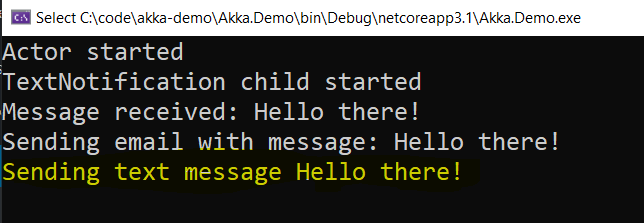 child response for akka.net in .net core